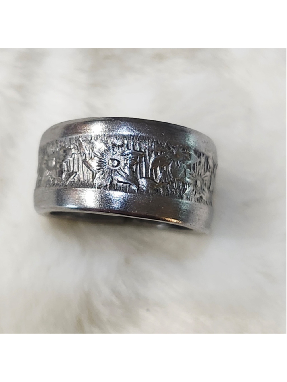 Floral Ring size 6¼ silverwear spoon ring